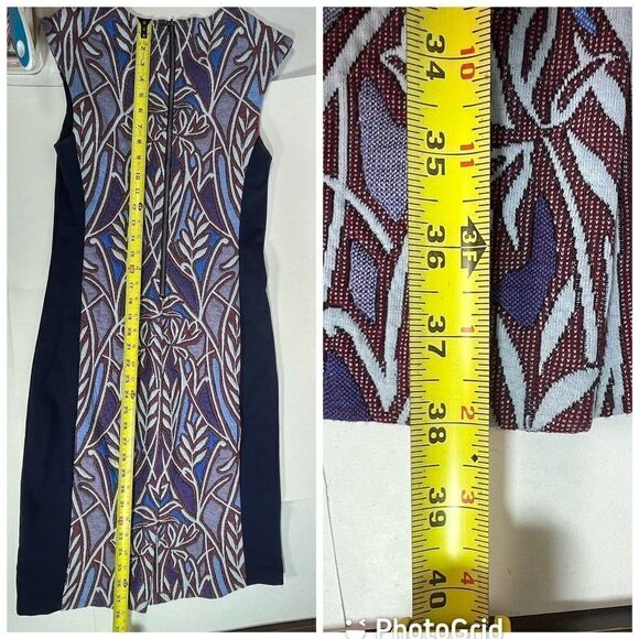 Anthropologie HD in Paris Blue Cleo Jacquard Sheath Knit Panel Dress Sz Small - Picture 13 of 14